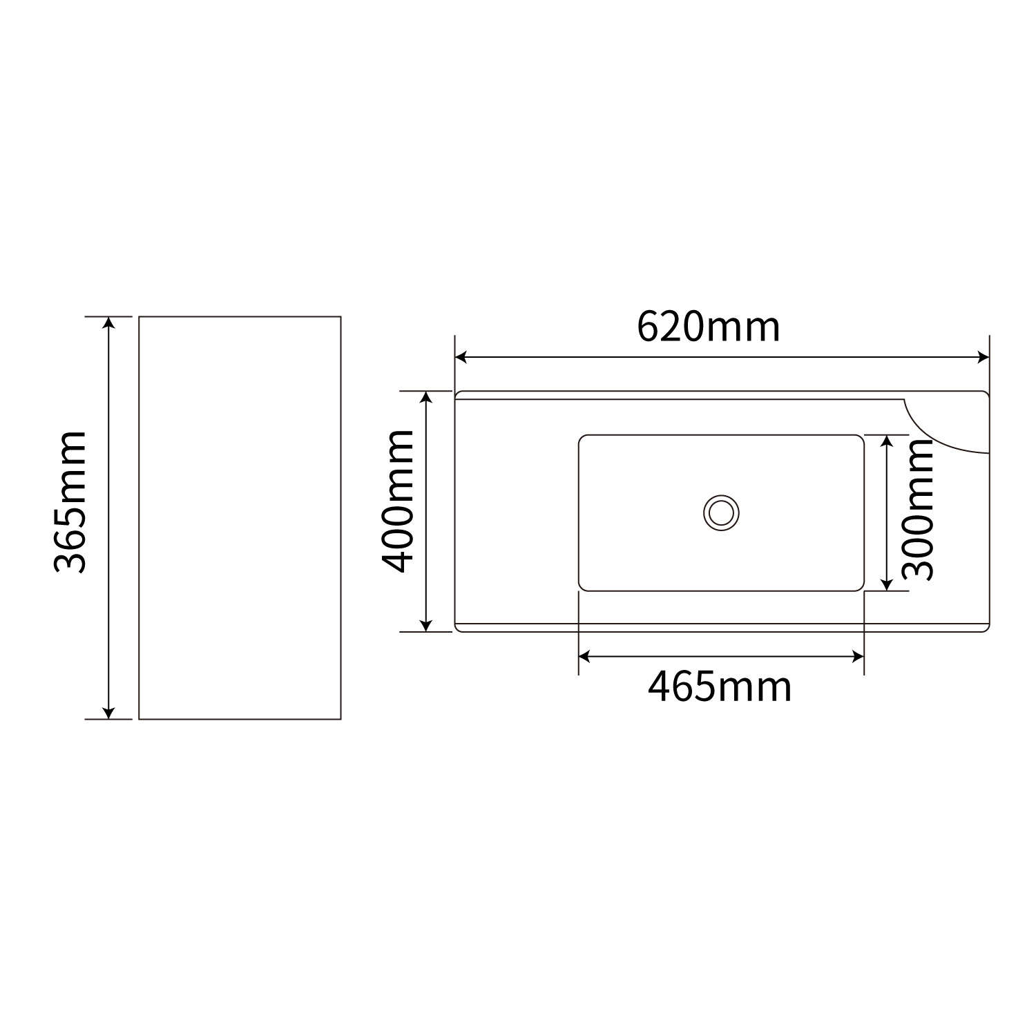 儿童挂式洗手盆 WB-20121 尺寸图